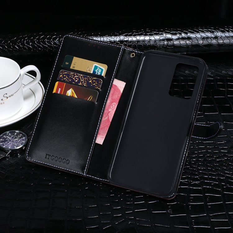 For OPPO Reno7 5G idewei Crocodile Texture Leather Phone Case(Black)