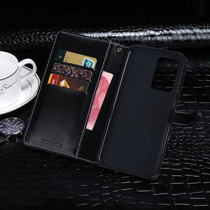 For OPPO Reno7 Pro 5G idewei Crocodile Texture Leather Phone Case(Black)