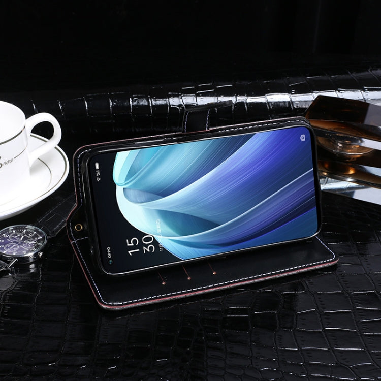 For OPPO Reno7 Pro 5G idewei Crocodile Texture Leather Phone Case(Black)