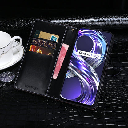 For OPPO Realme 8i idewei Crocodile Texture Leather Phone Case(Black)