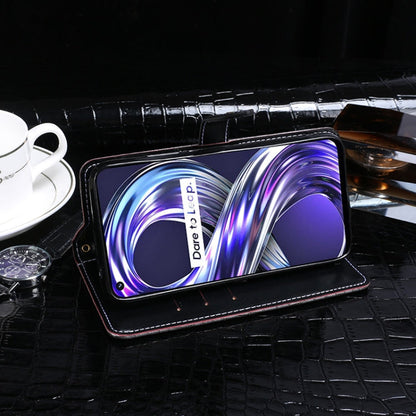 For OPPO Realme 8i idewei Crocodile Texture Leather Phone Case(Black)