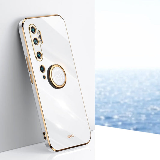 For Xiaomi Mi CC9 Pro XINLI 6D Plating Phone Case with Ring Holder(White)