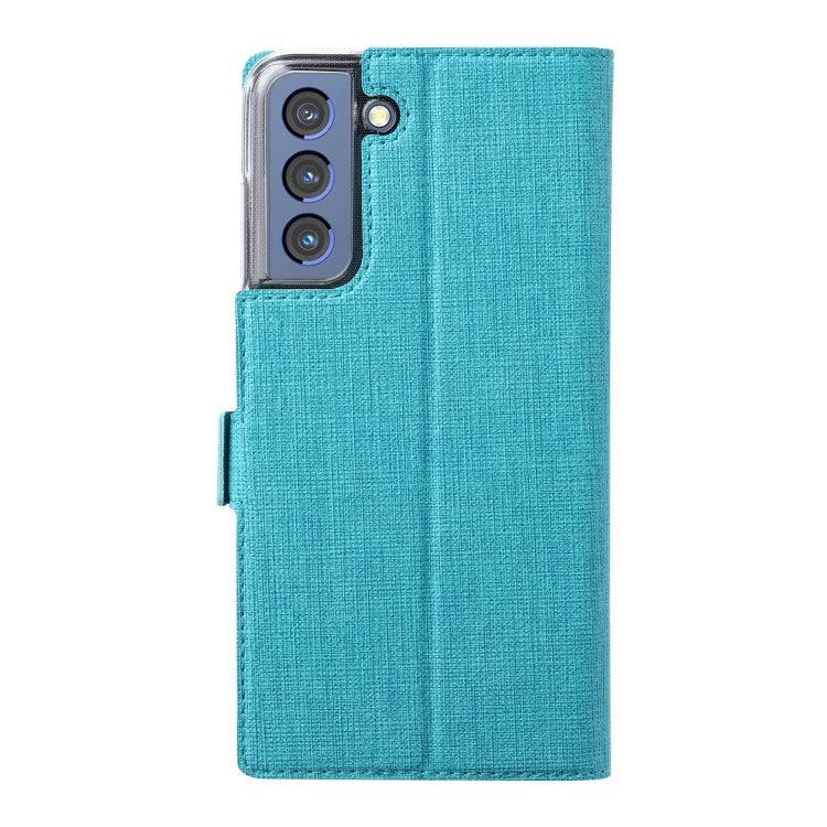 For Samsung Galaxy S21 FE 5G ViLi K Series Magnetic Buckle Horizontal Flip Leather Phone Case(Blue)