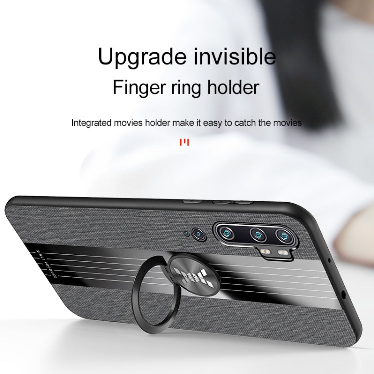 For Xiaomi Mi CC9 Pro XINLI Stitching Cloth Texture TPU Phone Case with Ring Holder(Brown)