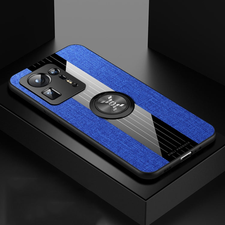 For Xiaomi Mi Mix 4 XINLI Stitching Cloth Texture TPU Phone Case with Ring Holder(Blue)