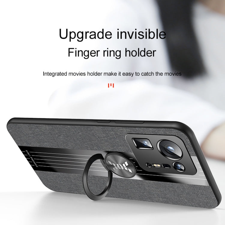 For Xiaomi Mi Mix 4 XINLI Stitching Cloth Texture TPU Phone Case with Ring Holder(Blue)