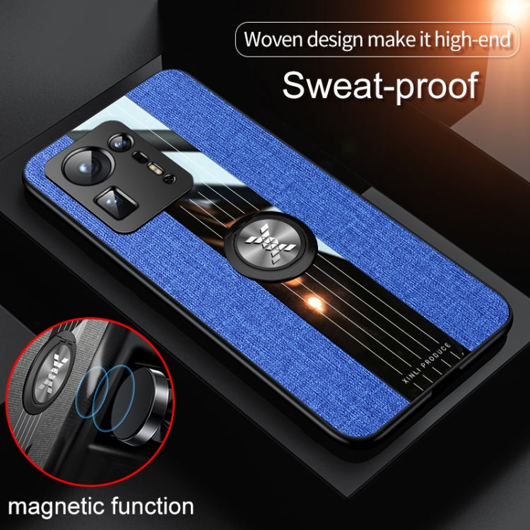 For Xiaomi Mi Mix 4 XINLI Stitching Cloth Texture TPU Phone Case with Ring Holder(Blue)