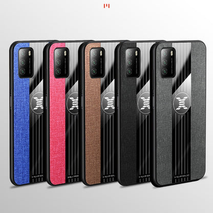 Pour Xiaomi Poco M3 XINLI Étui de téléphone en TPU à texture de tissu à couture (rouge)