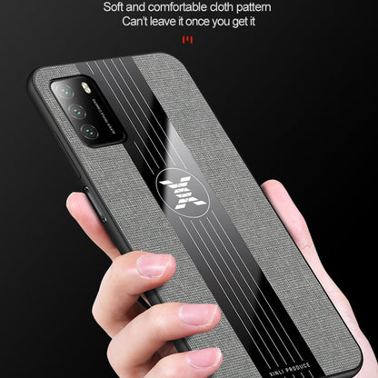 Pour Xiaomi Poco M3 XINLI Étui de téléphone en TPU à texture de tissu à couture (rouge)