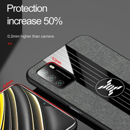 Pour Xiaomi Poco M3 XINLI Étui de téléphone en TPU à texture de tissu à couture (rouge)