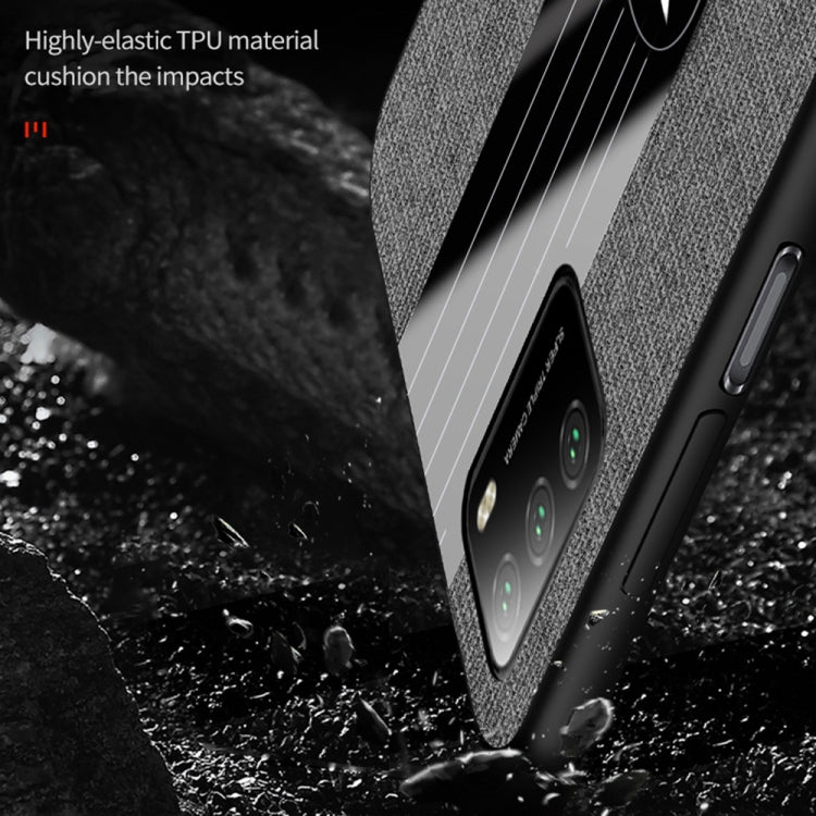 Pour Xiaomi Poco M3 XINLI Étui de téléphone en TPU à texture de tissu à couture (rouge)