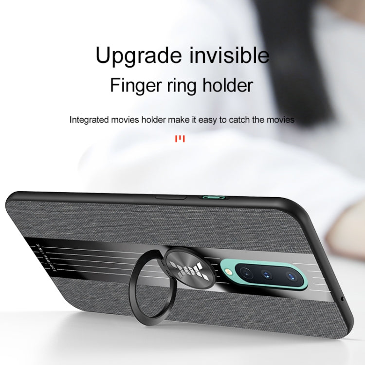 For OnePlus 8 XINLI Stitching Cloth Texture TPU Phone Case with Ring Holder(Blue)