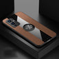For OnePlus 9 XINLI Stitching Cloth Texture TPU Phone Case with Ring Holder(Brown)