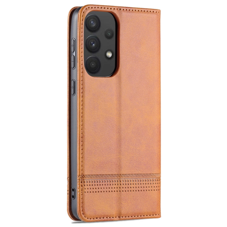 For Samsung Galaxy A53 5G AZNS Magnetic Calf Texture Horizontal Flip Leather Phone Case(Light Brown)