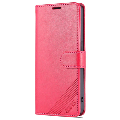 For OPPO Reno7 5G AZNS Sheepskin Texture Flip Leather Phone Case(Red)