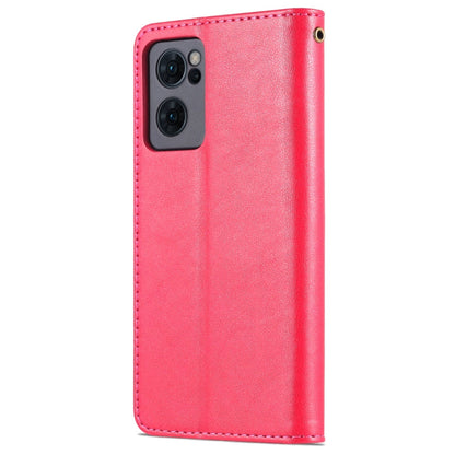 For OPPO Reno7 5G AZNS Sheepskin Texture Flip Leather Phone Case(Red)
