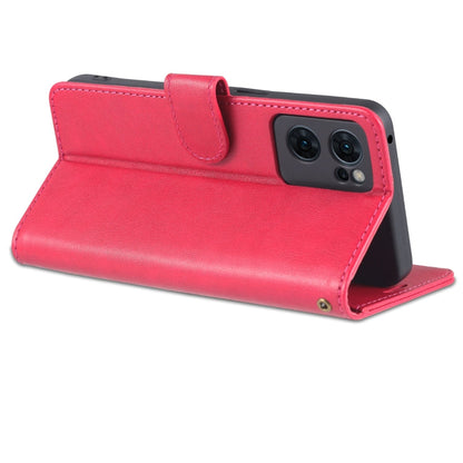 For OPPO Reno7 5G AZNS Sheepskin Texture Flip Leather Phone Case(Red)