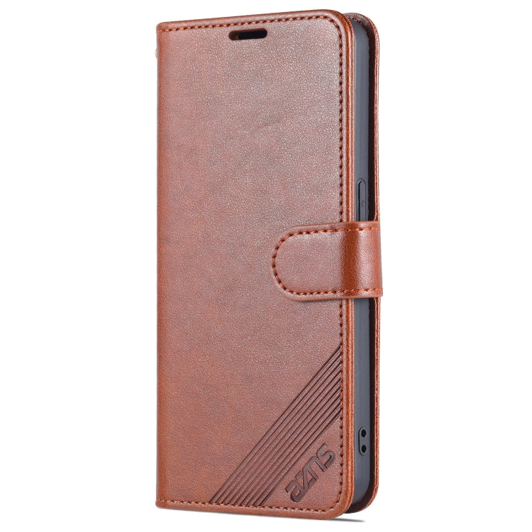 For OPPO Reno7 Pro 5G AZNS Sheepskin Texture Flip Leather Phone Case(Brown)
