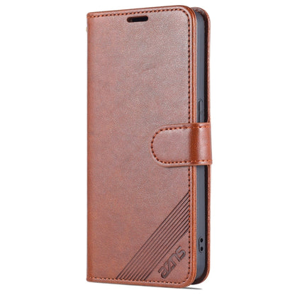 For OPPO Reno7 Pro 5G AZNS Sheepskin Texture Flip Leather Phone Case(Brown)