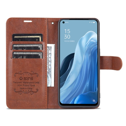 For OPPO Reno7 Pro 5G AZNS Sheepskin Texture Flip Leather Phone Case(Brown)