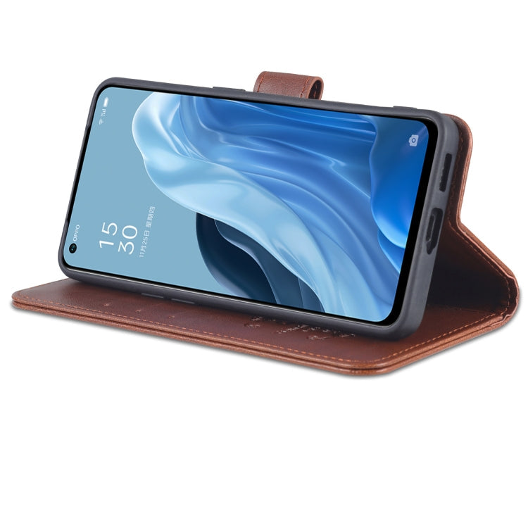 For OPPO Reno7 Pro 5G AZNS Sheepskin Texture Flip Leather Phone Case(Brown)
