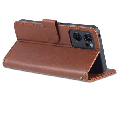 For OPPO Reno7 Pro 5G AZNS Sheepskin Texture Flip Leather Phone Case(Brown)