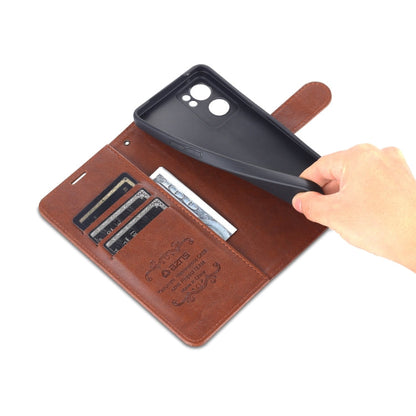 For OPPO Reno7 Pro 5G AZNS Sheepskin Texture Flip Leather Phone Case(Brown)