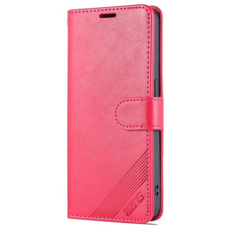 For OPPO Reno7 SE 5G AZNS Sheepskin Texture Flip Leather Phone Case(Red)
