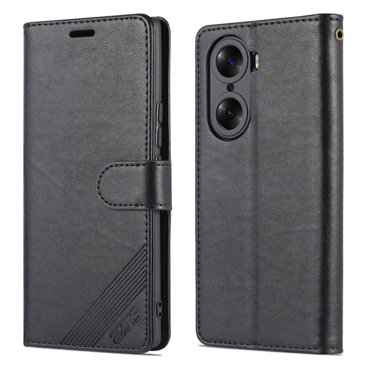 Pour Honor 60 AZNS Étui de téléphone en cuir à rabat texture peau de mouton (noir)