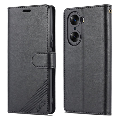 Pour Honor 60 AZNS Étui de téléphone en cuir à rabat texture peau de mouton (noir)