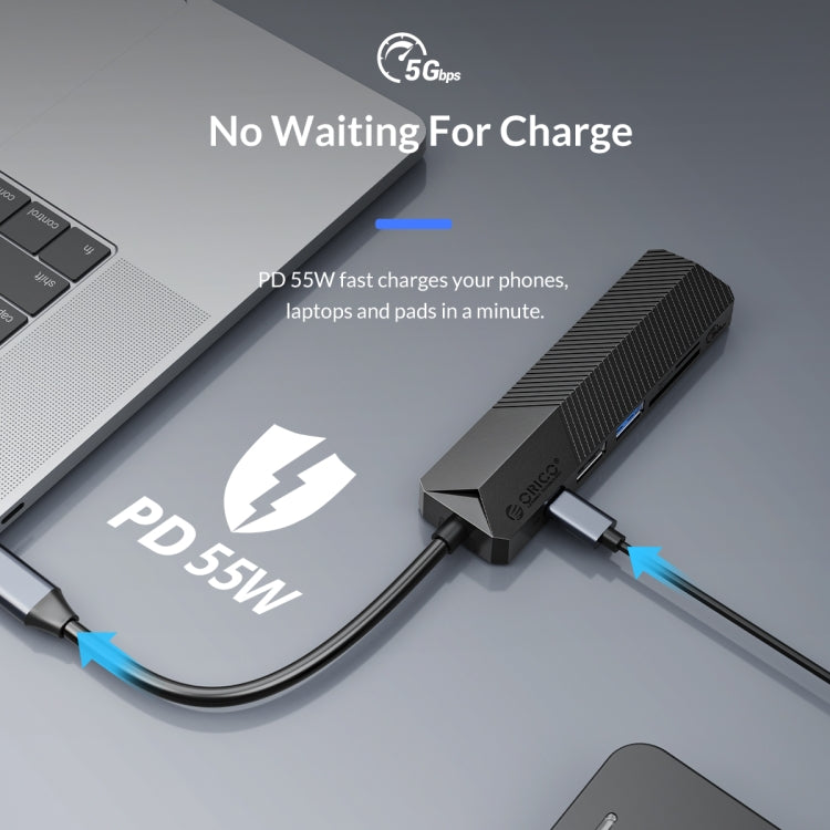 Station d'accueil multifonctionnelle ORICO MDK-6P-GY-BP 6 en 1 Type-C / USB-C (Gris)
