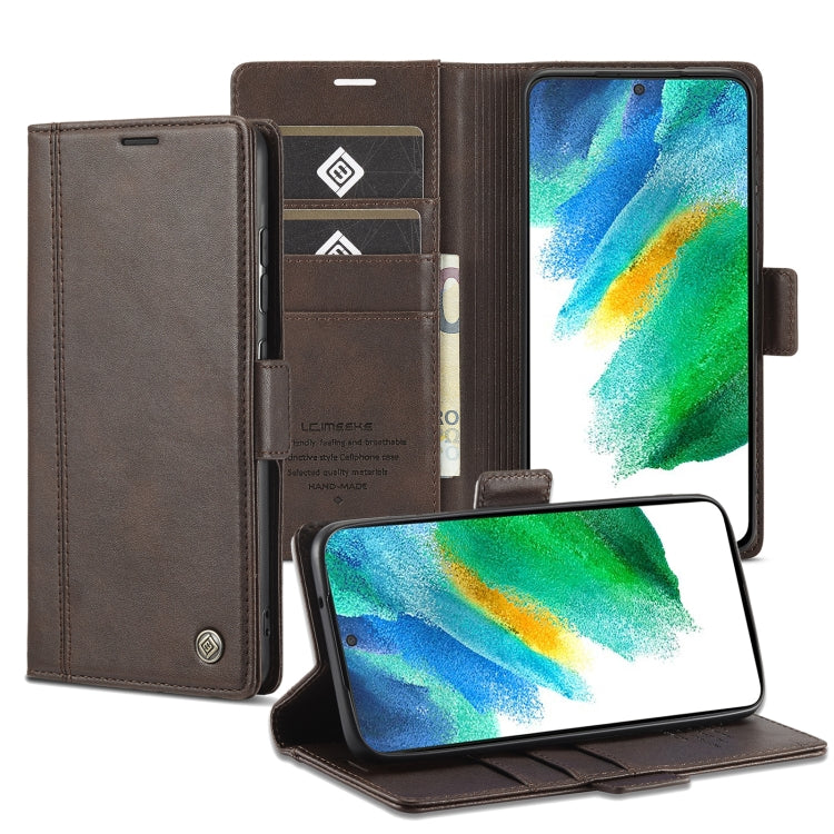 For Samsung Galaxy S22+ 5G LC.IMEEKE PU + TPU Skin-friendly Feeling Leather Phone Case(Coffee)