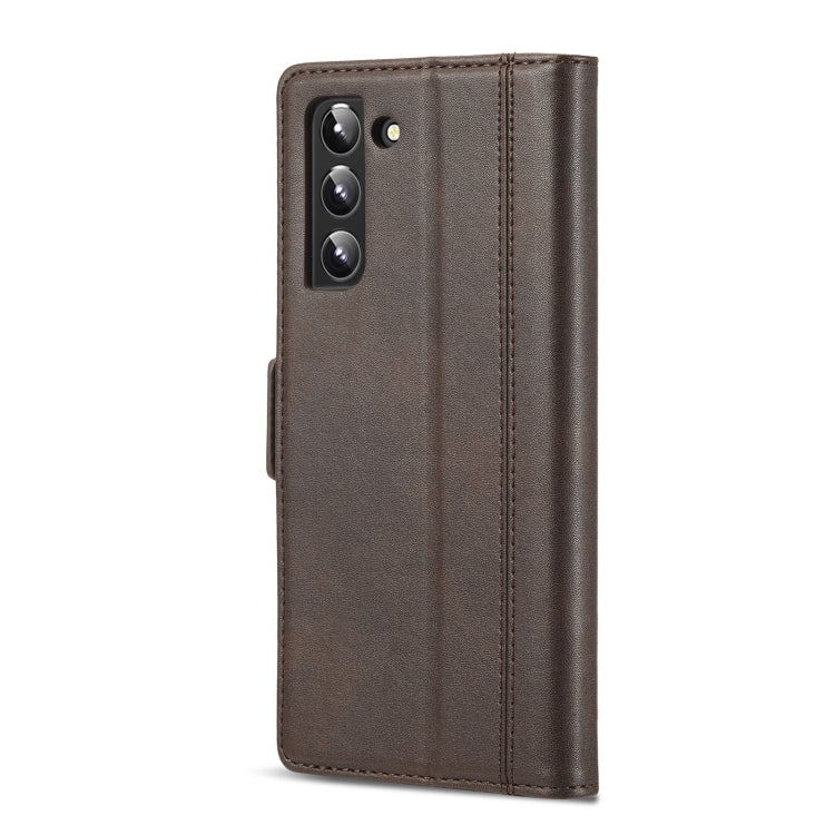 For Samsung Galaxy S22+ 5G LC.IMEEKE PU + TPU Skin-friendly Feeling Leather Phone Case(Coffee)