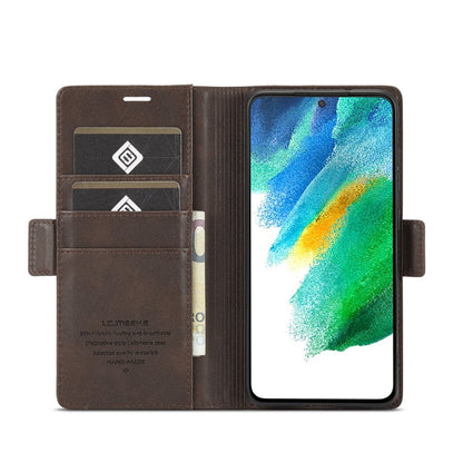For Samsung Galaxy S22+ 5G LC.IMEEKE PU + TPU Skin-friendly Feeling Leather Phone Case(Coffee)