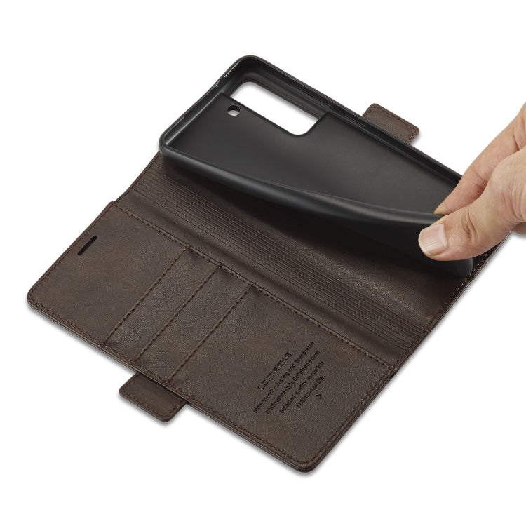 For Samsung Galaxy S22+ 5G LC.IMEEKE PU + TPU Skin-friendly Feeling Leather Phone Case(Coffee)