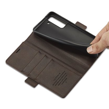 For Samsung Galaxy S22+ 5G LC.IMEEKE PU + TPU Skin-friendly Feeling Leather Phone Case(Coffee)