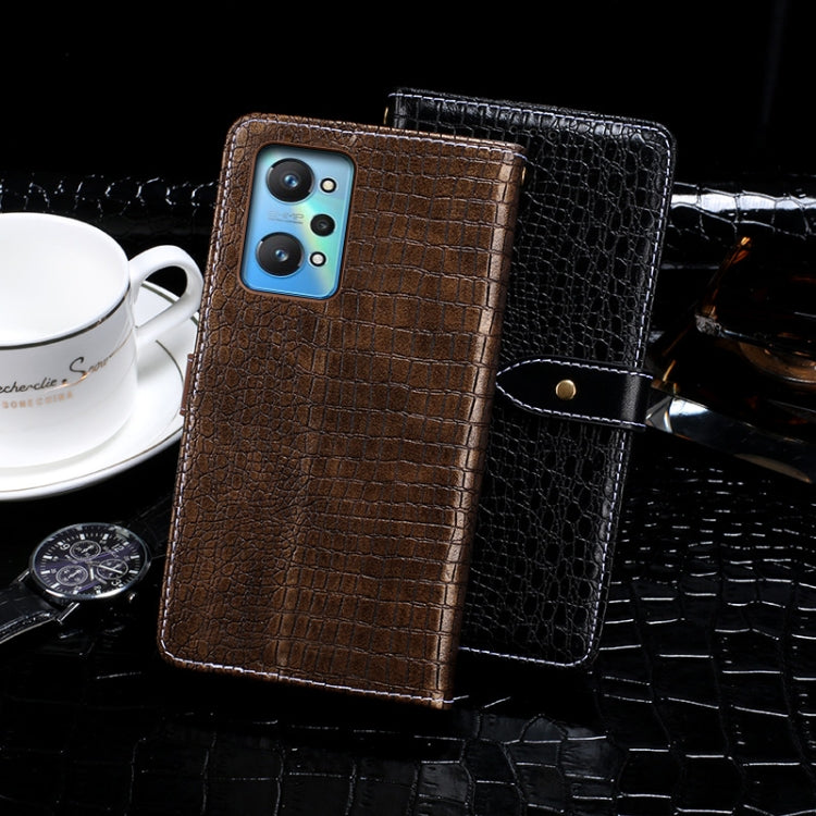 For OPPO Realme GT2 idewei Crocodile Texture Horizontal Flip Phone Leather Phone Case(Dark Blue)