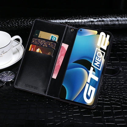 For OPPO Realme GT2 idewei Crocodile Texture Horizontal Flip Phone Leather Phone Case(Dark Blue)