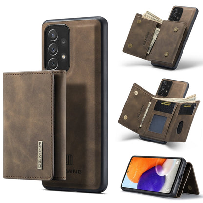 For Samsung Galaxy A73 5G DG.MING M1 Series 3-Fold Multi Card Wallet  Phone Case(Coffee)