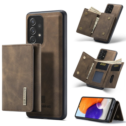 For Samsung Galaxy A73 5G DG.MING M1 Series 3-Fold Multi Card Wallet  Phone Case(Coffee)