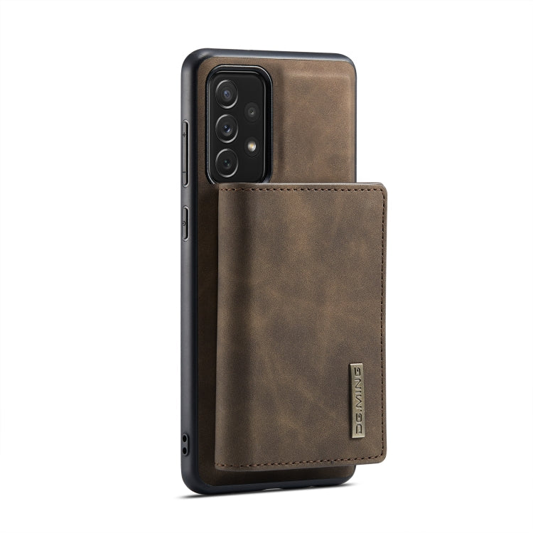 For Samsung Galaxy A73 5G DG.MING M1 Series 3-Fold Multi Card Wallet  Phone Case(Coffee)