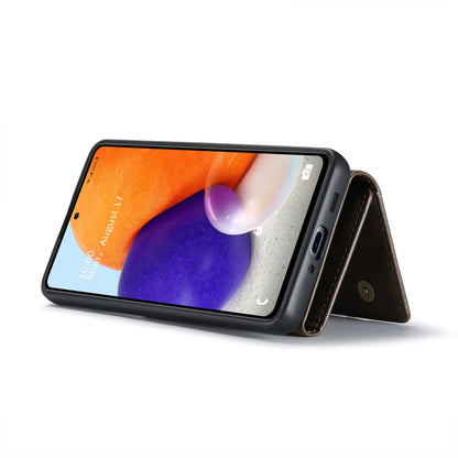 For Samsung Galaxy A73 5G DG.MING M1 Series 3-Fold Multi Card Wallet  Phone Case(Coffee)