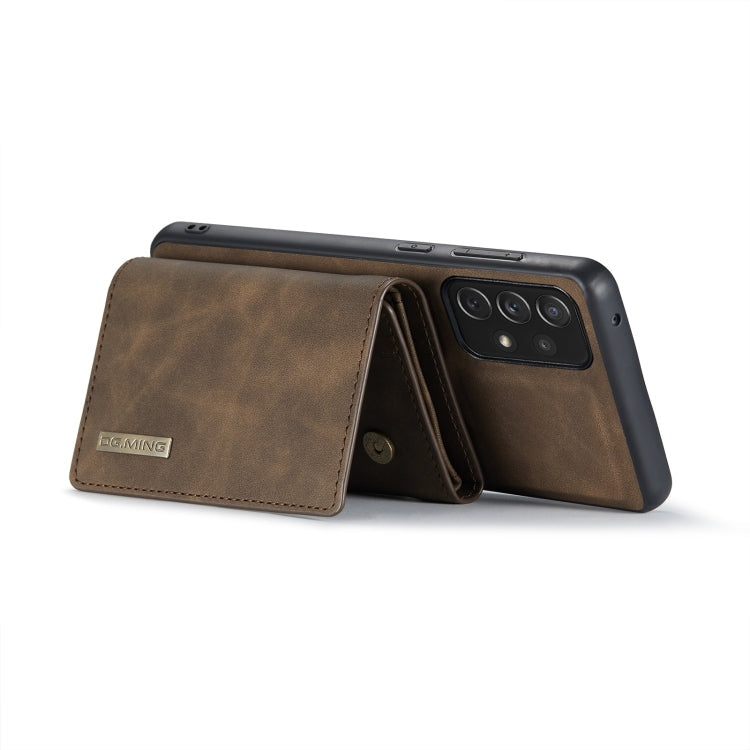For Samsung Galaxy A73 5G DG.MING M1 Series 3-Fold Multi Card Wallet  Phone Case(Coffee)