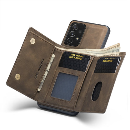 For Samsung Galaxy A73 5G DG.MING M1 Series 3-Fold Multi Card Wallet  Phone Case(Coffee)