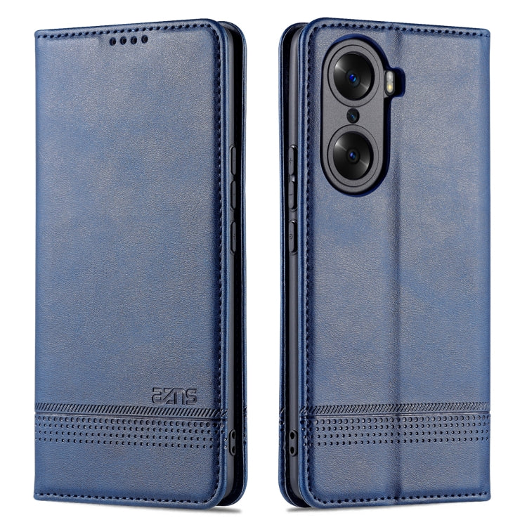 For Honor 60 AZNS Magnetic Calf Texture Horizontal Flip Leather Phone Case(Dark Blue)