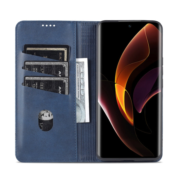 For Honor 60 AZNS Magnetic Calf Texture Horizontal Flip Leather Phone Case(Dark Blue)