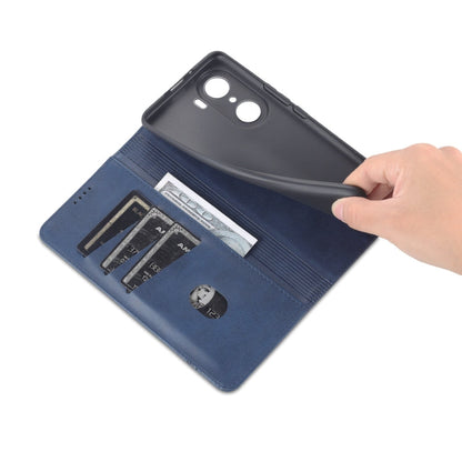 For Honor 60 AZNS Magnetic Calf Texture Horizontal Flip Leather Phone Case(Dark Blue)