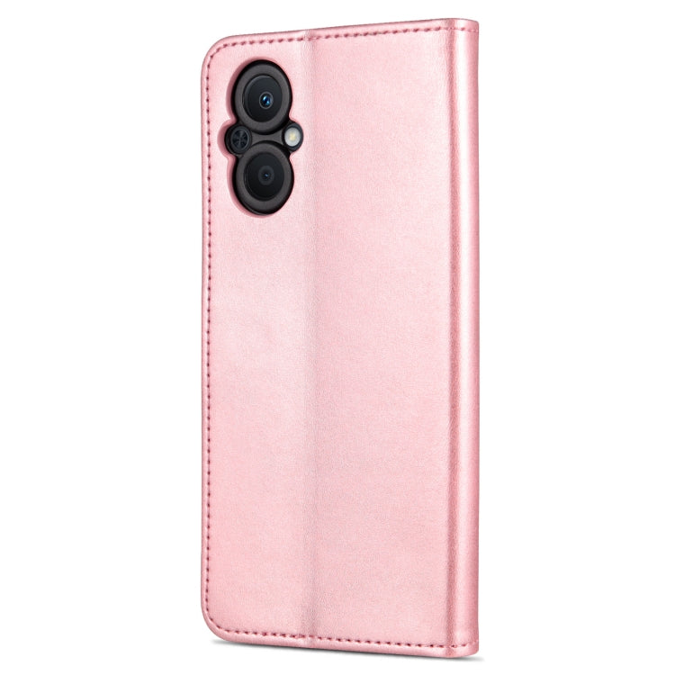 For OPPO A96 5G / Reno7 5G Overseas Version & OnePlus Nord N20 5G AZNS Skin Feel Calf Texture Horizontal Flip Leather Phone Case(Rose Gold)