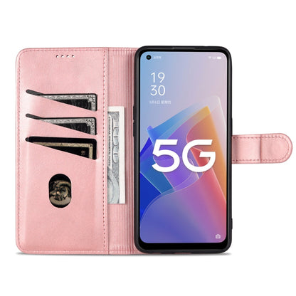 For OPPO A96 5G / Reno7 5G Overseas Version & OnePlus Nord N20 5G AZNS Skin Feel Calf Texture Horizontal Flip Leather Phone Case(Rose Gold)