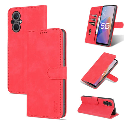 Pour OPPO A96 5G / Reno7 5G version internationale & OnePlus Nord N20 5G AZNS Étui en cuir à rabat horizontal texture veau effet peau (rouge)